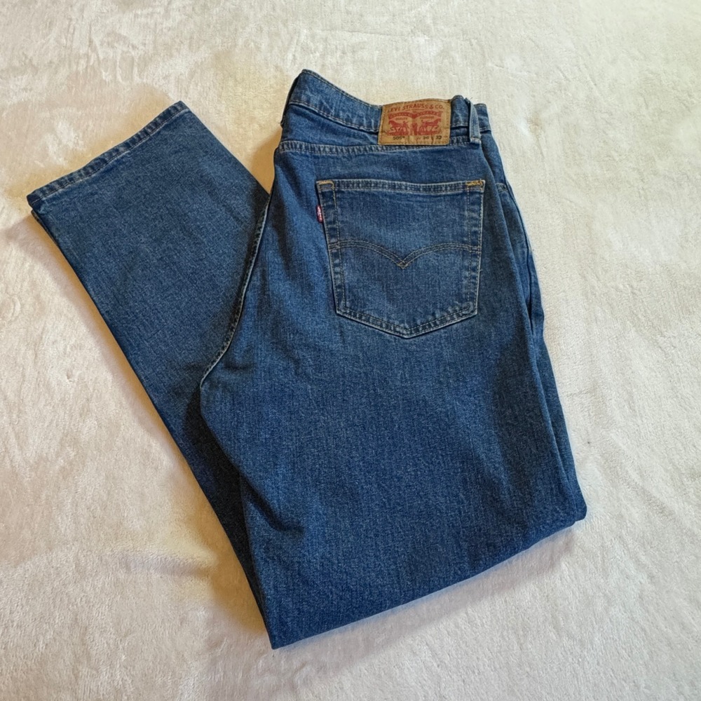 Levi's 505 Regular Fit Jeans Mens 36x32 Blue Straight Leg Medium Wash Denim